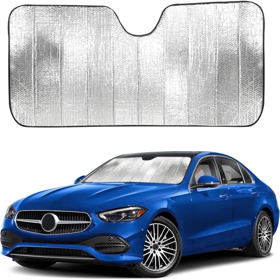 EcoNour Accordion Car Windshield Sun Shade | Reflective Car Window Shade for UV & Sun Protection | Foldable Cover Keeps Interior Cool | 26 x 56 inches