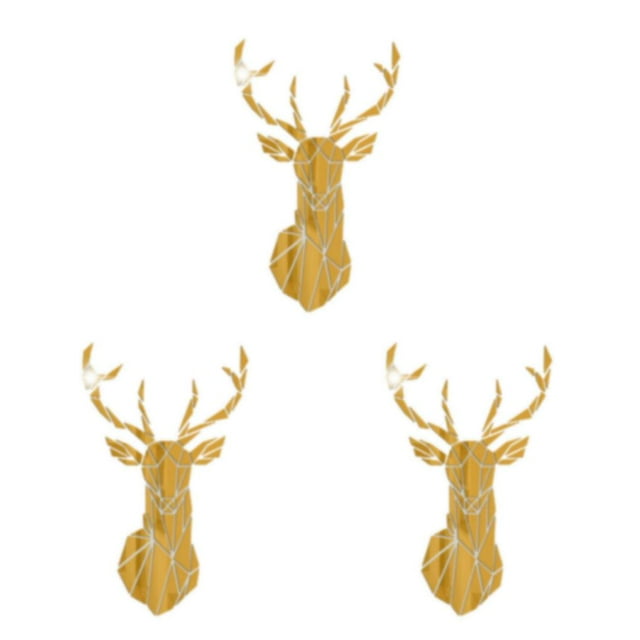 Thinsony Easy To Paste And Remove 3D Deer Head Mirror Wall Sticker For Quick Decor Updates Wide Application gold S 3Set