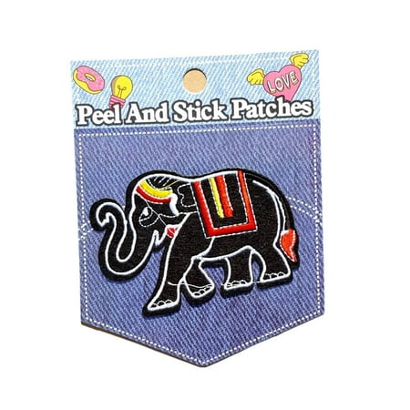 Elle Set - 3 inch Peel And Stick Sequin Sticker Patch / Patch Your Denim Jeans Jacket Clothing Handbag Luggage Shoes Hats Laptops Phones Lockers Notebooks & Anything Else You Can Think Of (Black Elephant)