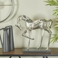 thumbnail image 2 of DecMode Aluminum Contemporary Prancing Horse Sculpture 19"W x 19"H, with Metallic Silver and High Sheen Black Finish, 2 of 8