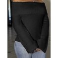 thumbnail image 5 of Women's Off Shoulder Fold Over Knit Sweater, Long Sleeve Slim Fit Pullover, Elegant Solid Knit Top for Fall & Winter Outfits, 5 of 6