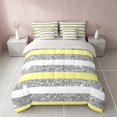 thumbnail image 3 of Homewish White Yellow Stripe Queen Bedding, Silver Glitter Sequin Print Bedding Comforter Set Queen, Gray Reversible, 7-Piece, 3 of 7