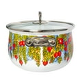 thumbnail image 5 of Enameled Aluminum Soup Pot Pomegranate Belly Deep Casserole Cooking Pot with Glass Lid Enameled Camping Cookware Camping Stockpot for Cooking (4-qt. (3.8 L)), 5 of 6