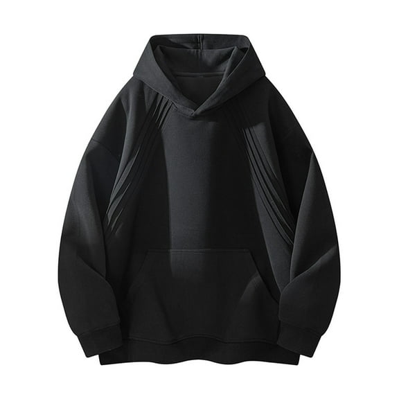 USNSM Oversize Hoodies for Men Heavyweight Fleece Hoodie Sweatshirt Basic Pullover Tops with Pocket for Men Sportswear Black XXXL