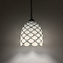 Tiffany Stained Glass Crystal Beans 10-Light LED Bulb Included White Pendant Lights for Dining Room, Hotel, Restaurant, Cafe