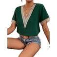 thumbnail image 3 of Txlixc Tops sueltos para mujer, manga corta, cuello en V, informal, fiesta, club, primavera, verano, patchwork Txlixc  Casual, 3 of 6