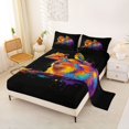 thumbnail image 2 of Manfei Cute Little Birds Queen Sheets,Lovely Capybara Queen Sheet Sets,Black,4pcs,1 Flat Sheet, 1 Fitted Sheet and 2 Pillowcases, 2 of 6