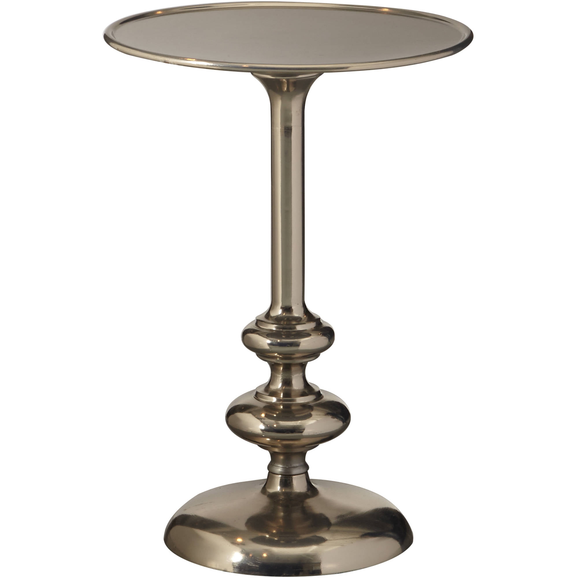 Round Polished Aluminum Silver Pedestal Table Com