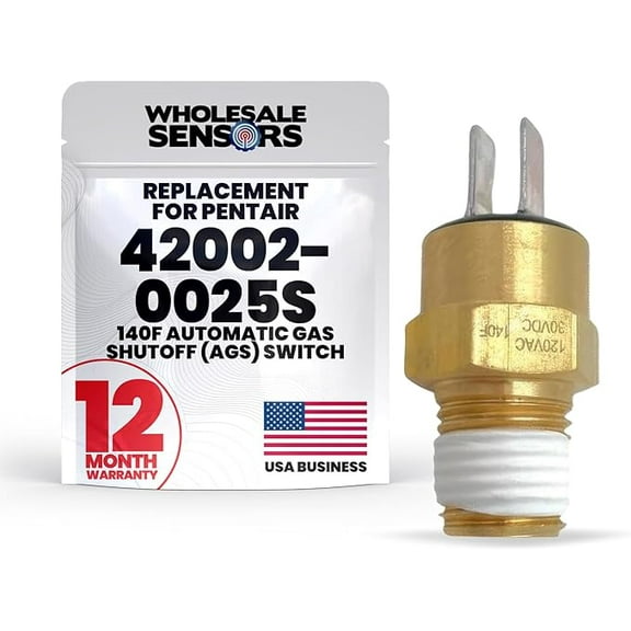 Pentair 42002-0025S Replacement 140F Automatic Gas Shutoff (AGS) Switch for Pool and Spa Heater 18 Month Warranty