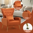 thumbnail image 3 of Tufted Upholstered Velvet Armchair for Living room, Bedroom, Orange, 3 of 6