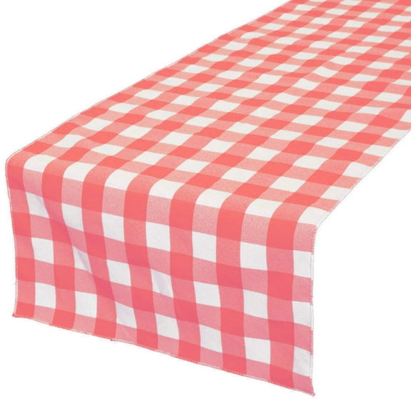 Poplin Table Runner Gingham Checkered Coral