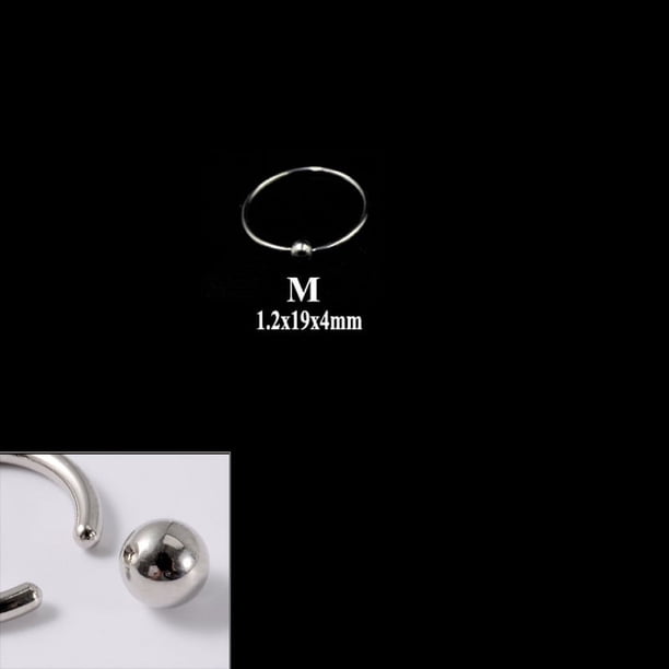 Anillo de nariz con clip de bola de acero inoxidable 316L BCR, anillo de nariz con clip de bola de acero de titanio, anillo multiusos universal, pendientes, anillo para el hueso de la oreja