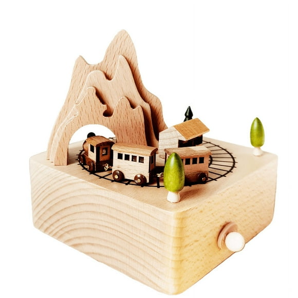 Wooden Music Box, Retro Trojan Music Box, Ornaments Educational Toys, Birthday Gift Home Decoration-Jinjin