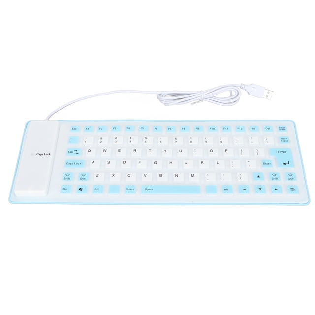 Teclado de silicona, diseño completamente sellado, ligero, portátil, silencioso, suave, cómodo, teclado de silicona con cable USB para PC