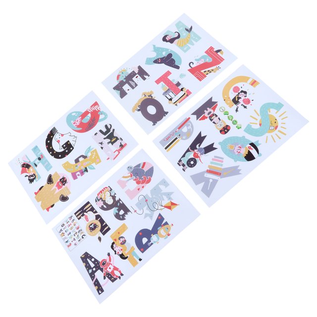 26 Pegatinas De Pared Del Alfabeto Inglés, Respetuosas Con El Medio Ambiente 4 Piezas 26 Material De PVC Del Alfabeto Inglés Pegatinas ABC Calcomanías Del Alfabeto Para Jardín Cergrey Animal Alphabet Wall Decals