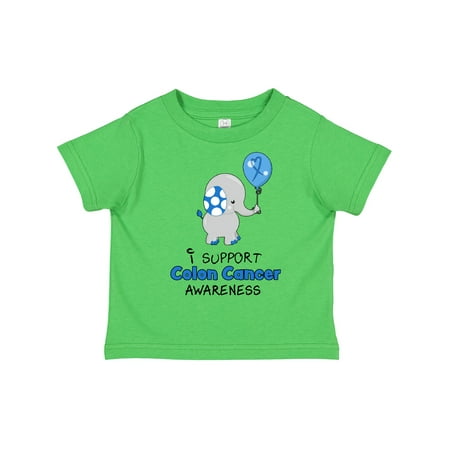

Inktastic I Support Colon Cancer Awareness Elephant with Balloon Gift Toddler Boy or Toddler Girl T-Shirt