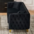 thumbnail image 2 of ChenyueFurn 81" Chesterfield Velvet Tufted Sofa with Gold Stainless Steel Legs,Black, 2 of 9