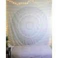 thumbnail image 2 of Original Silver Ombre Poster Tapestry Mandala Art Hippie Wall Hanging Bohemian Bedspread Metallic Shine Tapestries 30"x40", 2 of 6