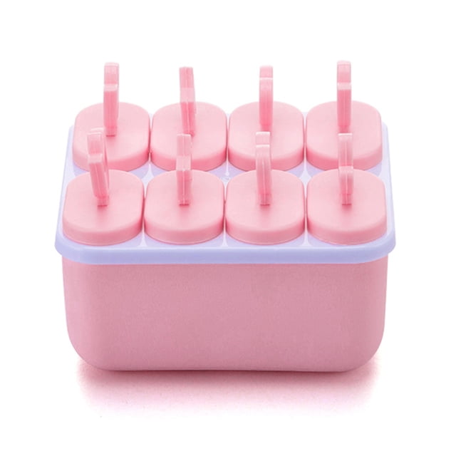 Toystoory Molde de helado de PP de 8 agujeros DIY, bandeja de paletas, herramientas de cubo, soporte para hacer sorbete de paleta congelada, helado DIY Cocina y Comedor rosado 12*11*6.5 cm Toystoory JJ20569-02