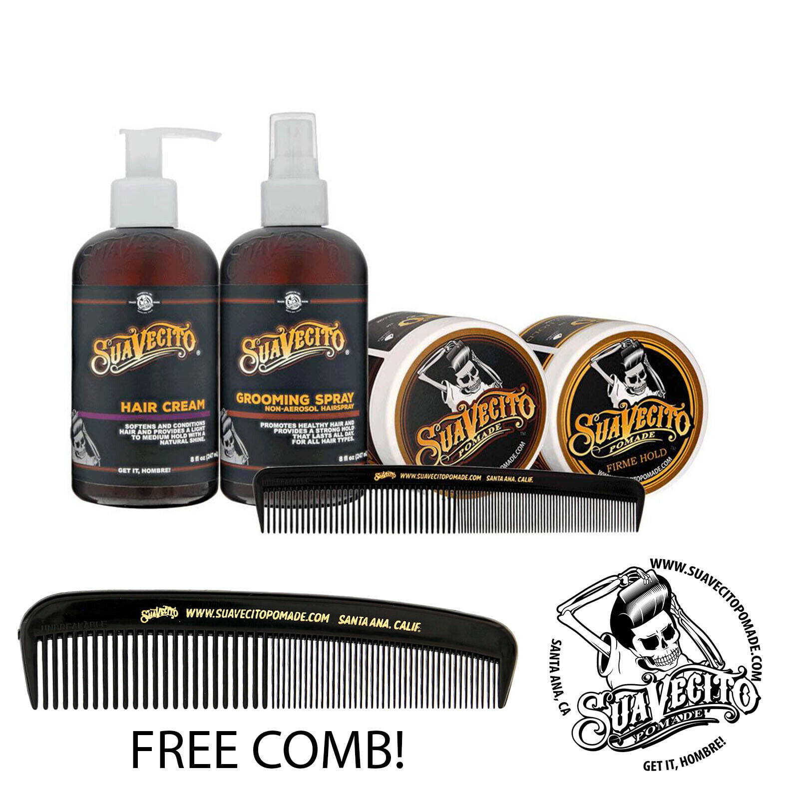 Suavecito Men's Hair Kit 5 Piece Kit 2 Hair Pomades, Grooming Spray & Hair  Cream 