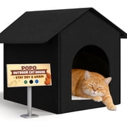 Cat Bed,POPO Foldable Outdoor Cat House with Removable Soft Cushion,Black