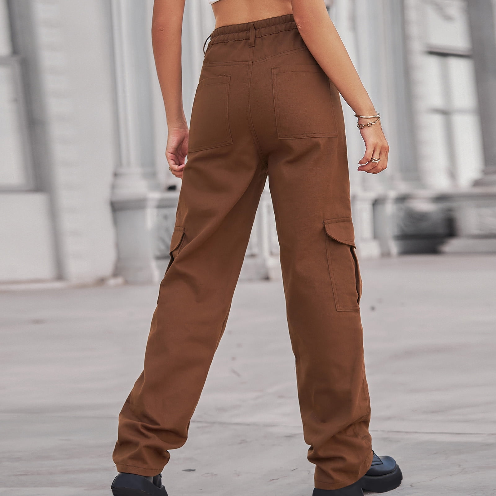 Gaecuw Cargo Pants Women Baggy Jeans Regular Fit Long Pants Button Up  Lounge Trousers Pants Loose Baggy Jeans Mid Waisted Denim Summer Ankle  Length Pants with Pockets Straight Leg Solid Denim Pants 