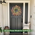 thumbnail image 2 of Guvpev 24" Spring Wreaths for Front Door Not Withering Artificial Floral Wreath with Wildflowers Summer Decorations for Indoor Outdoor Window Wall Farmhouse Porch Wedding Holiday Easter Home Decor, 2 of 9