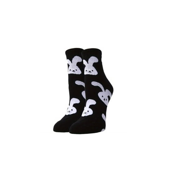 ASDFVBKG Women's Funny Easter Socks Bunny Eggs Pattern Crew Socks Cute Novelty Soft Cotton Stockings for Men Women Black One Size