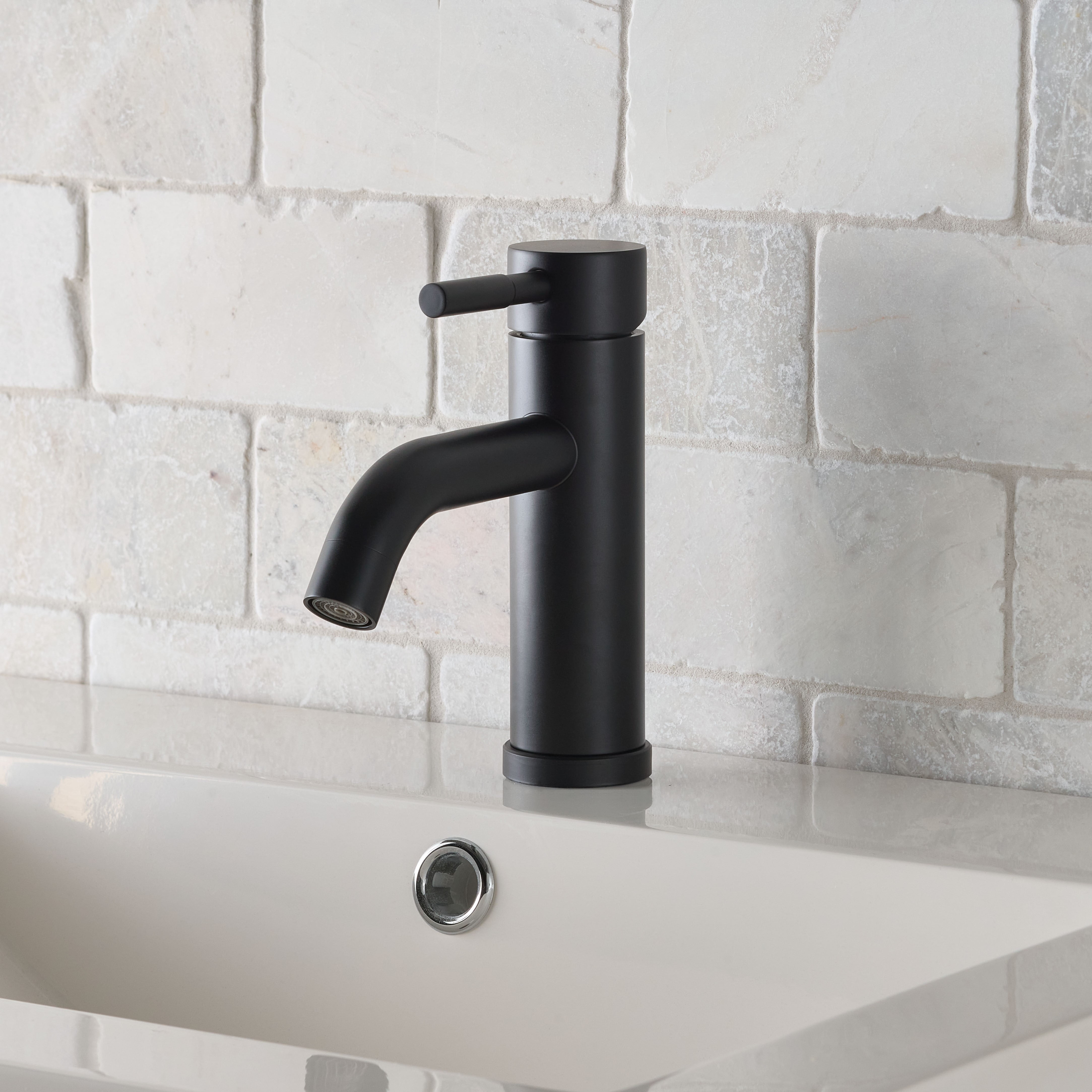 Better Homes & Gardens Elmont Single Handle Bathroom Sink Faucet, Matte Black, Includes Push Pop-Up Drain
