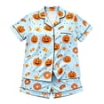 thumbnail image 4 of HAYIMI Kids Halloween Short Sleeve Button Lapel Blouse Tops And Shorts Girls Spring Autumn Pajama Set Casual Homewear, 7-8 Years, 4 of 4