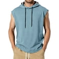 thumbnail image 2 of GrmtClth Men Hoodies Lightweight Sleeveless Tank Top Fashion Hooded T-Shirts Trendy Drawstring Clothing Light Blue XL, 2 of 8