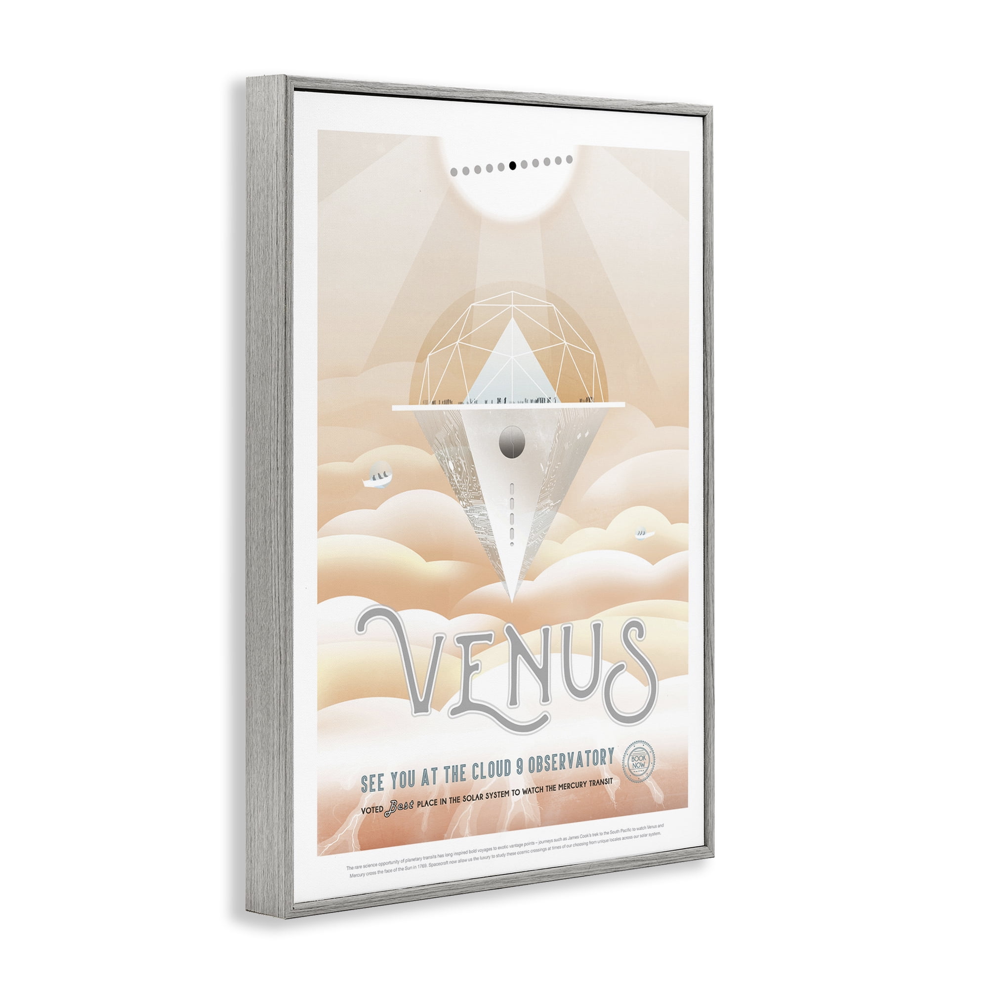 Stupell Industries Venus Space Exploration Typography Painting Gray Framed Art Print Wall Art, 20 x 30