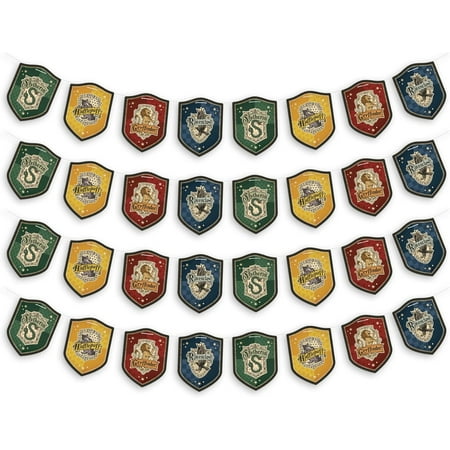 Journals Harry Potter Hogwarts House Pride Hanging Cardstock Banners, 4 Strings of 8 Cards (32-Pieces), 4.5'' x 6'' Banners, 79'' Clear Nylon Strings, Officially Licensed Harry Potter Merch