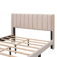 thumbnail image 5 of Leumius Queen Size Platform Bed with A Storage Drawer,Velvet Upholstered Bed Frame with Wingback Vertical Channel Tufted Headboard,Beige, 5 of 8