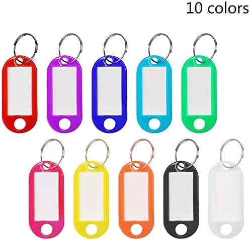 Tekola Plastic Key Tags 220 Pcs, Key Labels with Ring and Label Window, Key Chain ID Tags, Key Identifiers for Name, Luggage 10 Colors