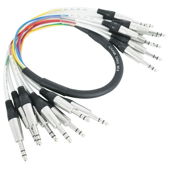 Rockville SQ803 8 Channel 3 Foot 1/4" TRS Snake Cable (Male to Male)