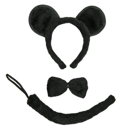 SeasonsTrading Black Mouse Ears, Tail, & Bow Tie Costume Set