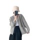 thumbnail image 5 of Cárdigan de punto Retro de color sólido estilo perezoso de gama alta con doble cremallera para mujer, suéter, chaqueta holgada con carácter ceroso suave, 5 of 5
