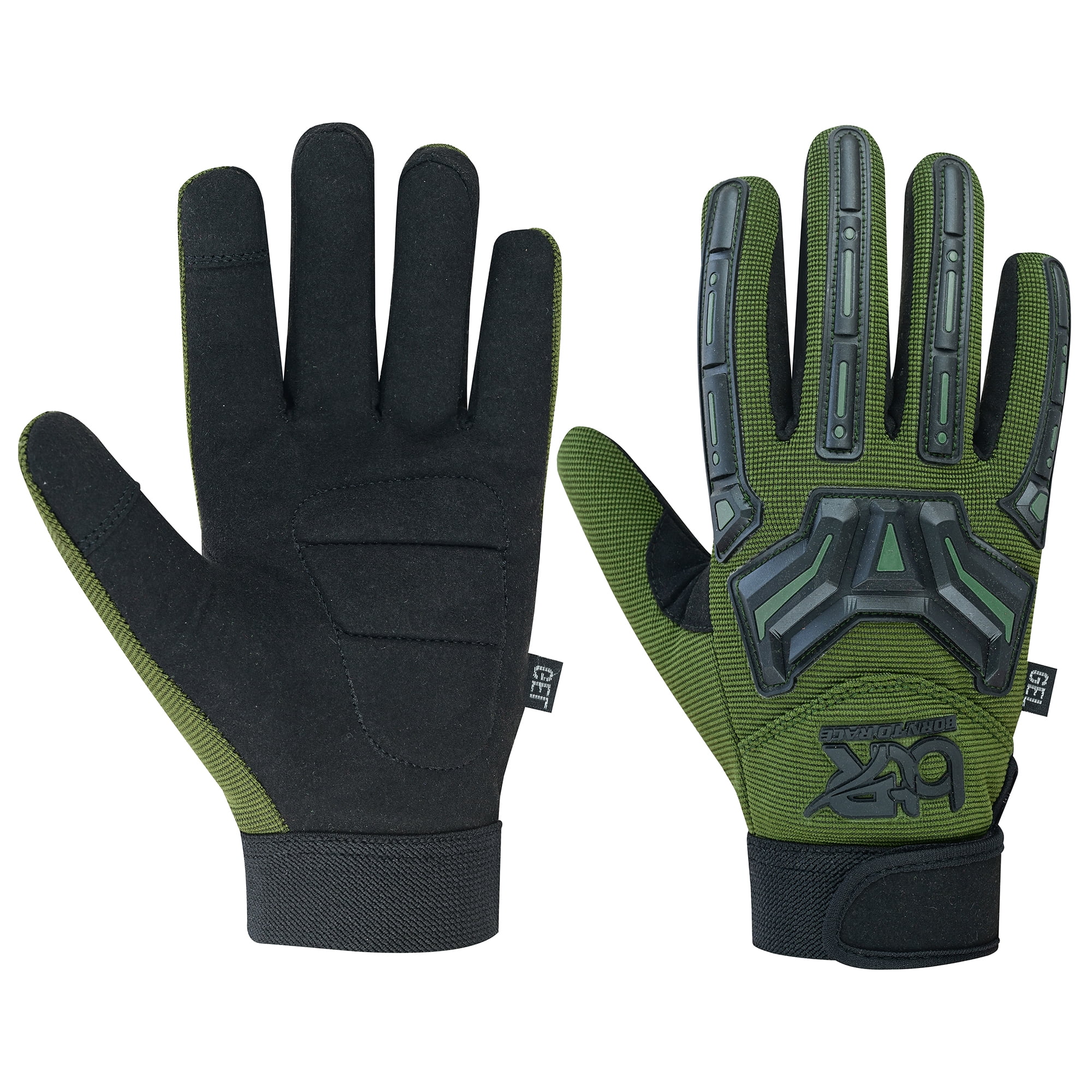Mechanic Work Gloves Touchscreen Welding Power Tools Construction Heavy Duty Safety Work Gloves Green-2XL