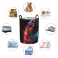 thumbnail image 4 of Balery Neon Spectrum Cat Portrait Cesta de ropa redonda con asas, impermeable, independiente, para ropa, juguetes, dormitorio y familia-Medium, 4 of 6