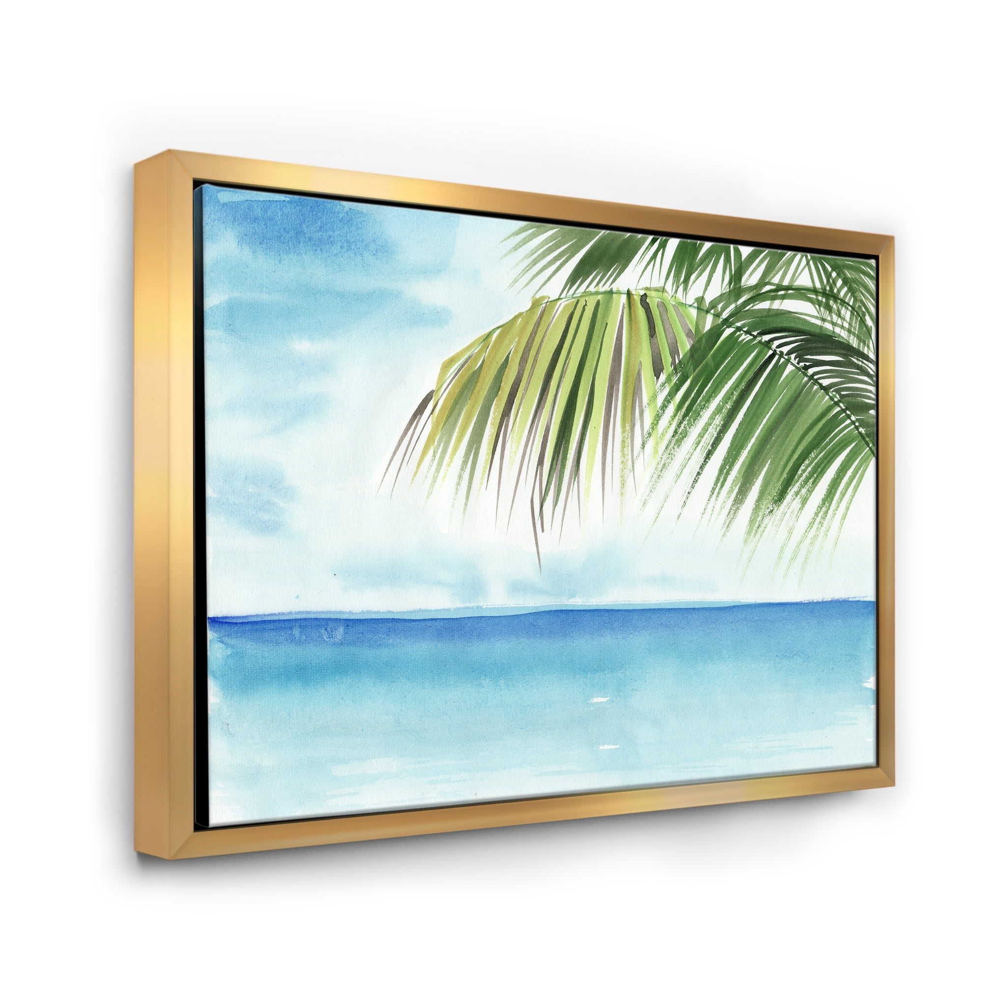Designart 'Palm Beach Resort At Sunrise III' Nautical & Coastal Framed Canvas Wall Art Print
