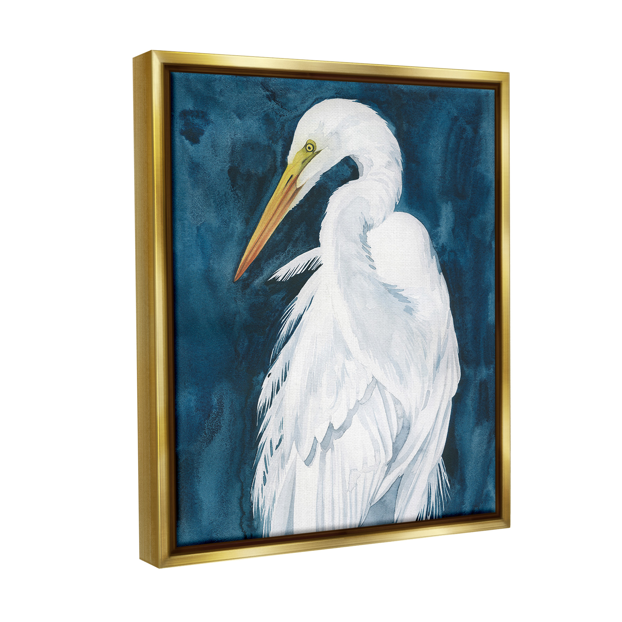Stupell Industries Nautical Bird Portrait Animals & Insects Painting Gold Floater Framed Canvas Art Print Wall Art, 25 x 31