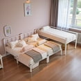 thumbnail image 3 of Tcbosik Triple Bunk Bed, Twin Over Twin Over Twin Size Metal Bunkbed Frame with Ladder and Guardrail, Space Saving, White, 3 of 7