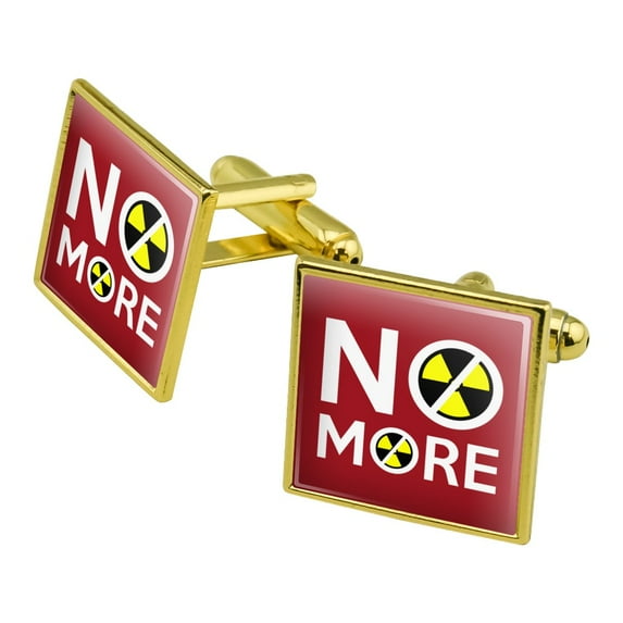 No More Nuclear Nuke Clean Energy Power Square Cufflink Set - Silver or Gold