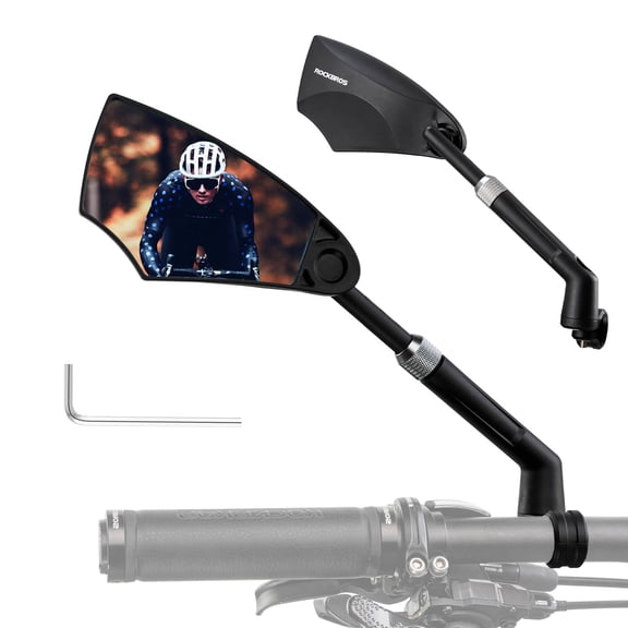 Bike Rearview Mirror, 360° Adjustable Handlebar Mirror with Anti-Glare Wide Angle & Shatter Resistant Glass, Extendable Arm for E-Bike Road Bike City Bike Scooter, Left