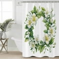 thumbnail image 2 of 60x72 Inch Shower Curtains for Bathroom Green Floral Wreath Fabric Bath Curtain Decor Spring Farmhouse Blooms Waterproof Restroom Curtains Shower Set Accessories with 12 Hooks 60 Inch, 2 of 6