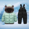 thumbnail image 2 of enyan Toddler Baby Coat Bear Hooded Winter Jacket Fleece Snowsuit Windproof Outerwear for Infant Boy Girl Green，12-18 Months, 2 of 7