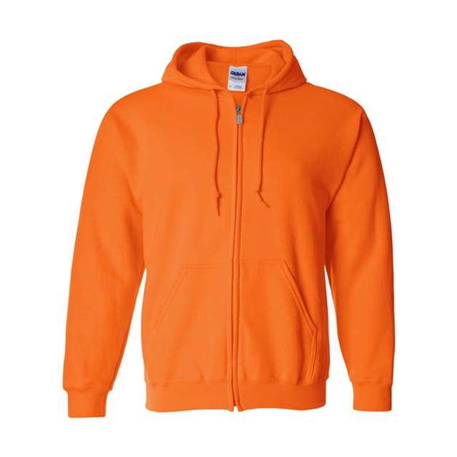 Gildan Sudadera con capucha y cierre de vellón para hombre, camisa estilo G18600, naranja de seguridad, Gildan 18600