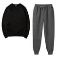 thumbnail image 2 of VALMASS 2 Piece Outfit Solid Color Patchwork Sport Sets Long Sleeve Pullover Sweatpants Women (L, Black), 2 of 5