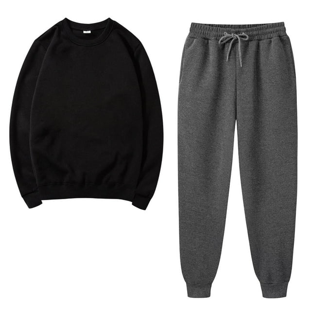 Besolor Ensemble 2 Pcs pour Femmes Survêtements Décontractés Chandail Col Rond Chandail en Molleton et Pantalons de Jogging Ensembles d'Entraînement Survêtements